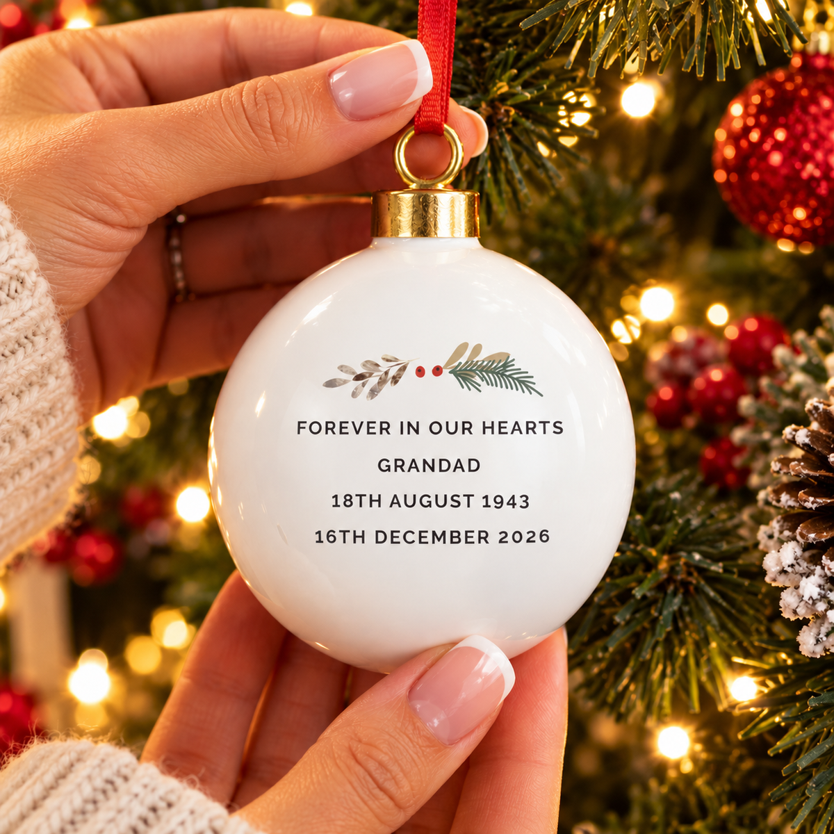 Personalised Robins Appear Memorial Bauble