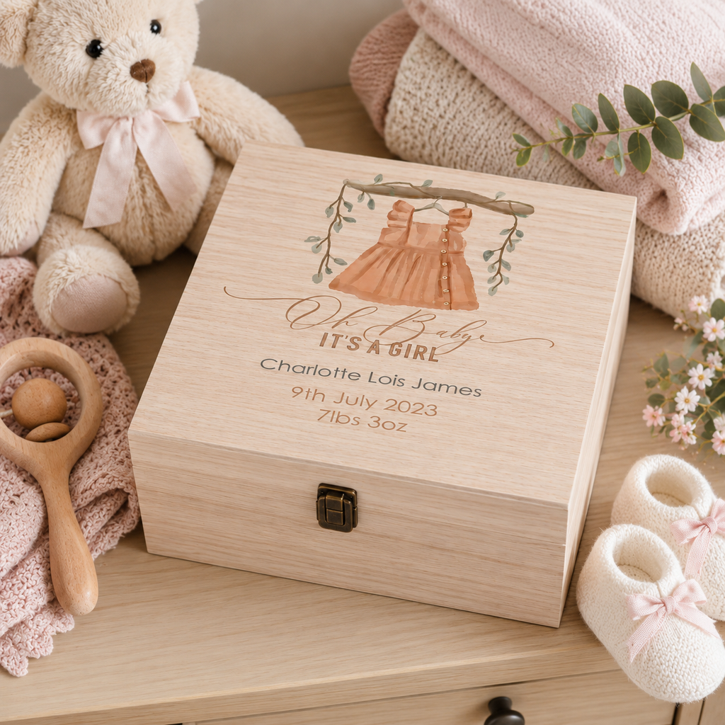 Personalised White Luxury Baby Gift Box – Keepsake for Newborns