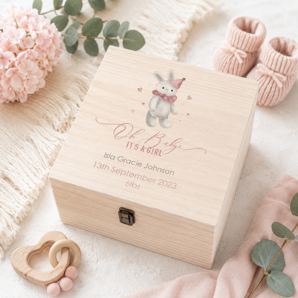 Personalised New Baby Girl Gift Box