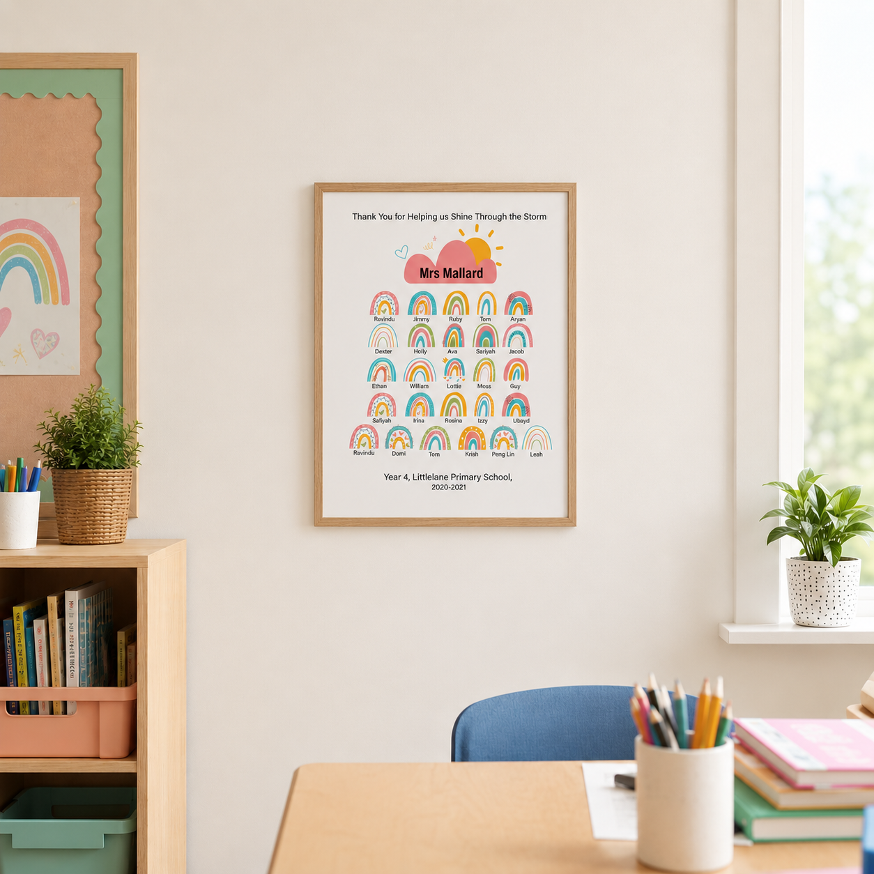 Personalised Rainbow Thank You Teacher Print