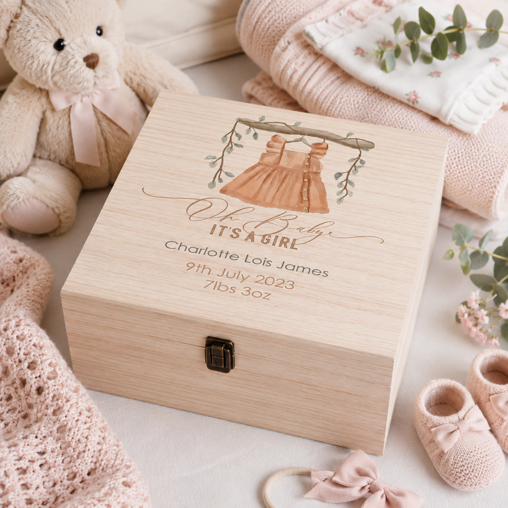 Personalised White Luxury Baby Gift Box – Keepsake for Newborns
