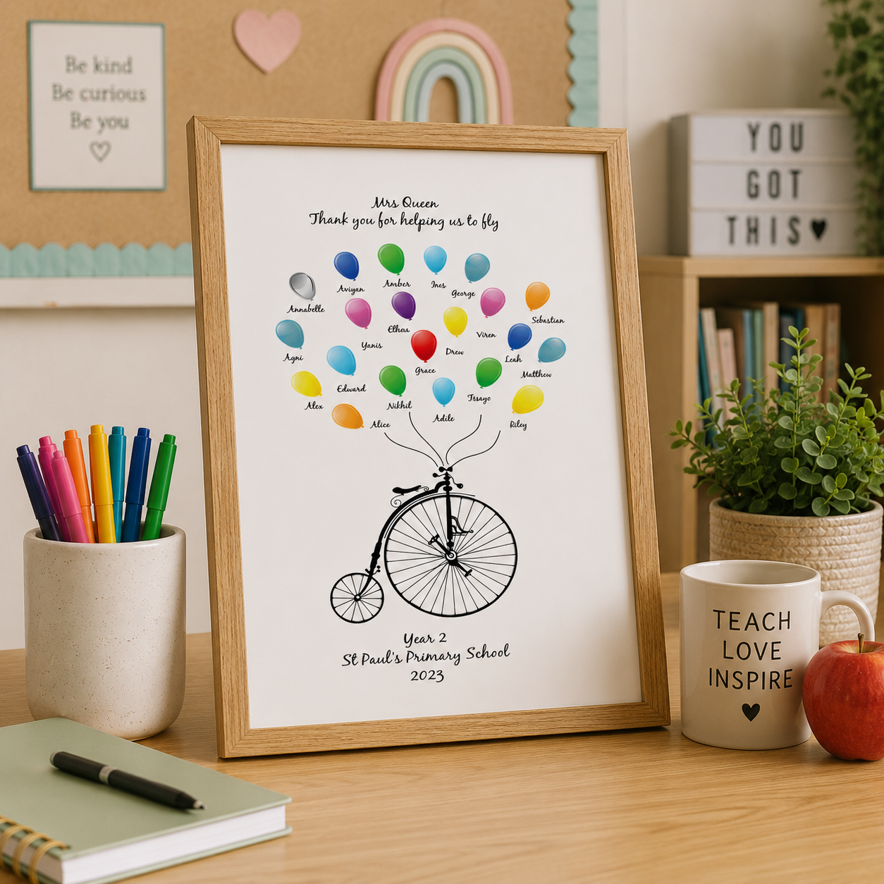 Personalised Balloon Thank You Teacher Print