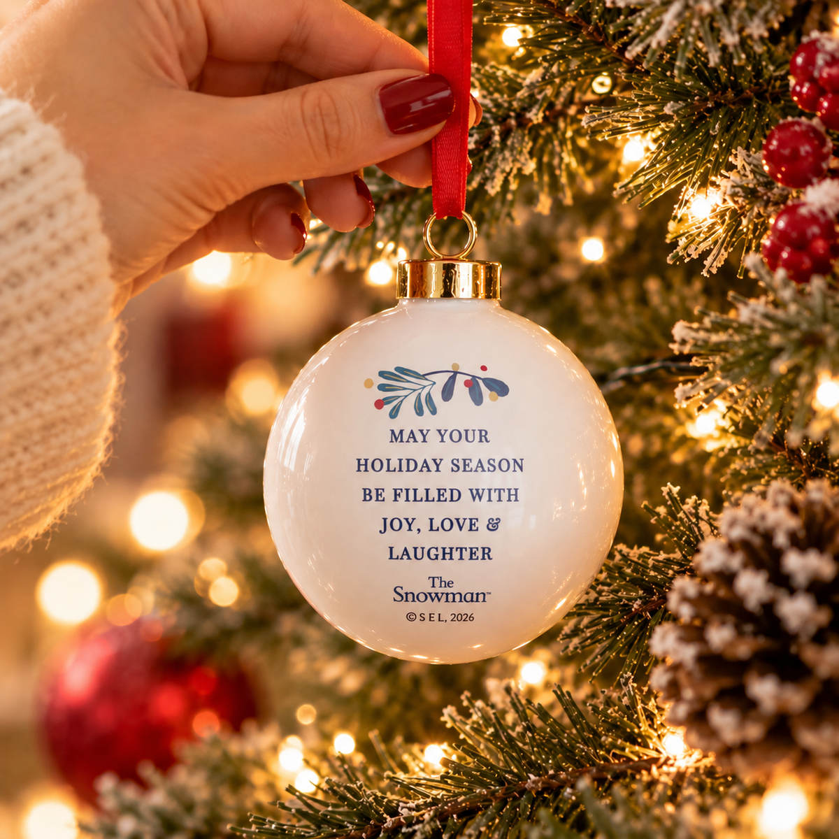 Personalised The Snowman Botanical Bauble