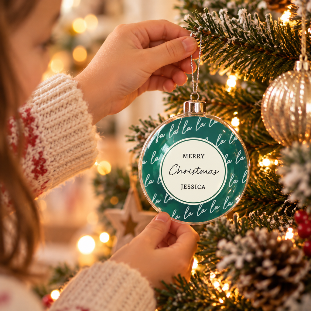 Personalised Fa La La Glass Bauble