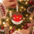 Personalised Robin Wooden Bauble