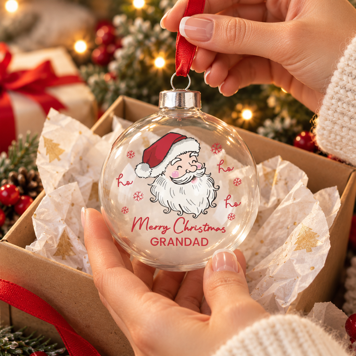 Personalised Santa Glass Bauble