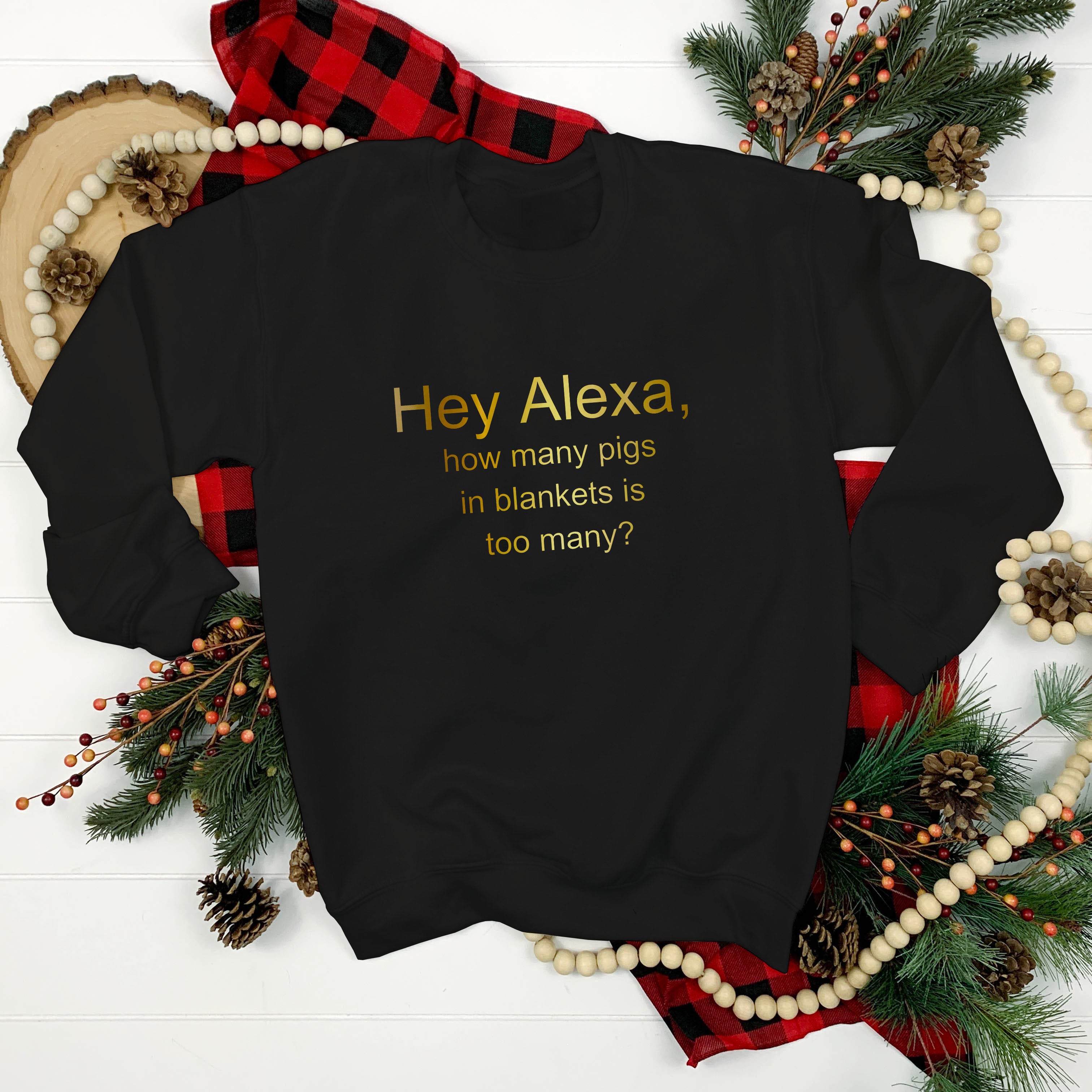 Alexa, How Many Pigs in Blankets is too many? Christmas Jumper