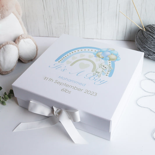 Personalised New Baby Boy Gift Box