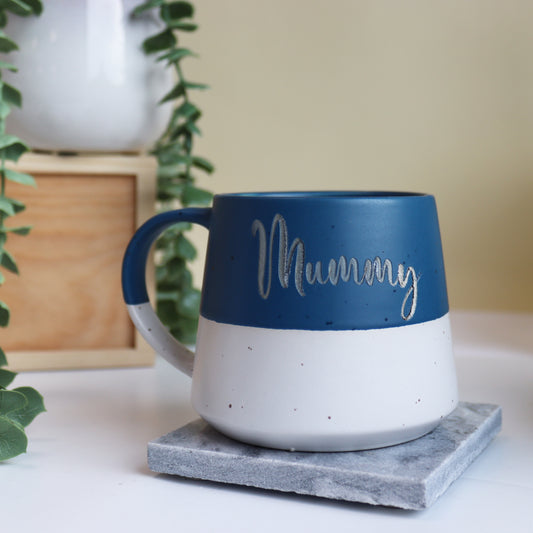 Personalised Dipped Stoneware Blue Mug