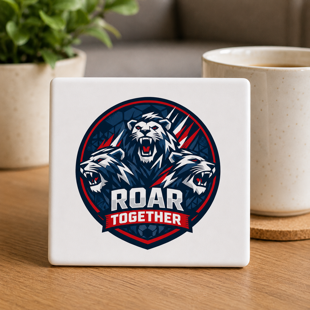 England Football Fan Ceramic Coaster | Roar Together Supporters Gift