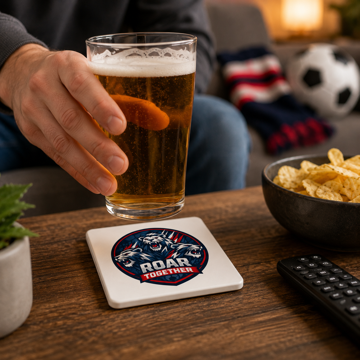 England Football Fan Ceramic Coaster | Roar Together Supporters Gift