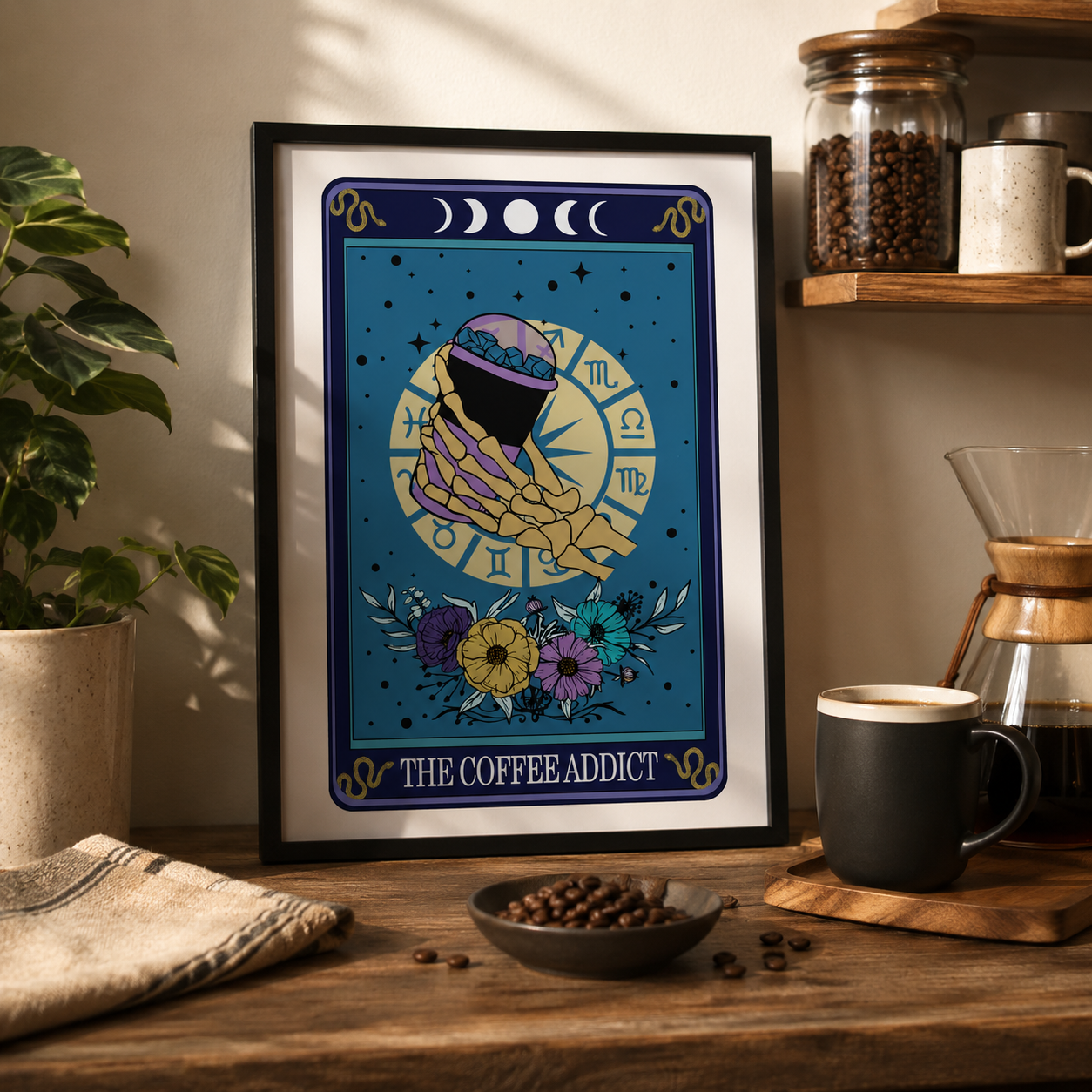 Tarot Coffee Lover Typographic Print