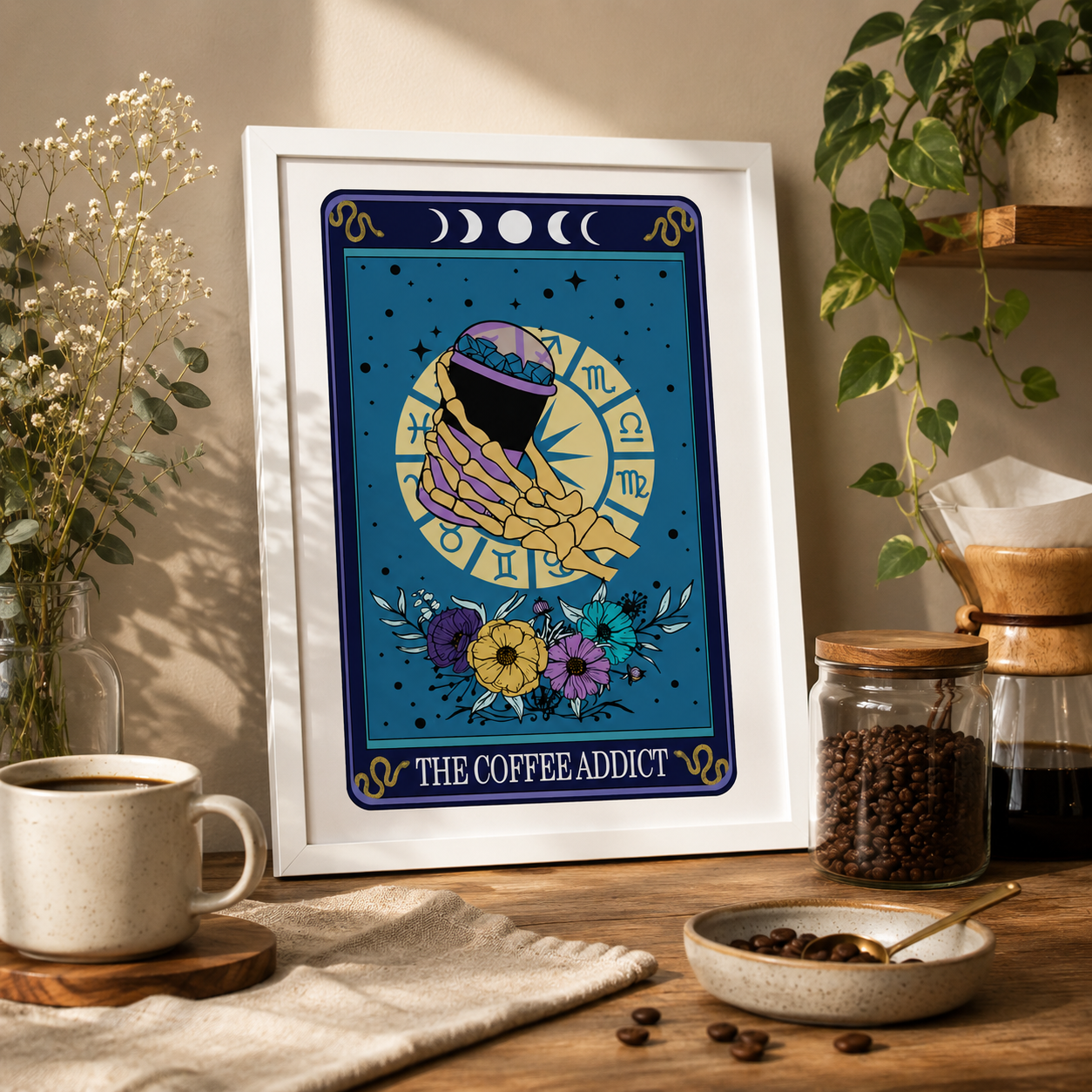 Tarot Coffee Lover Typographic Print