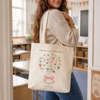Thank you teacher tote bag with hearts and a personalised message