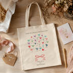 Personalised thank you teacher tote bag with a heart design keepsake