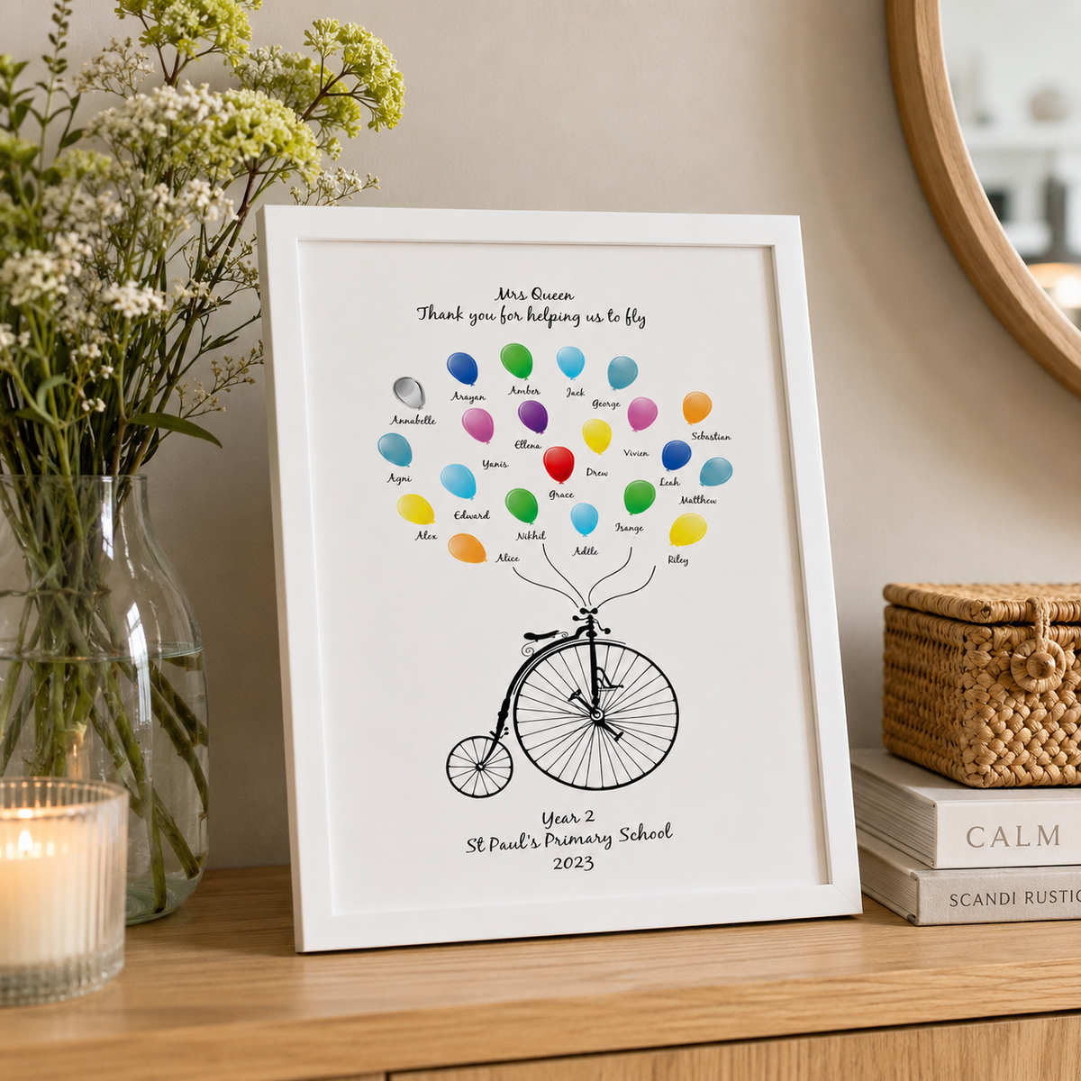 Personalised Balloon Thank You Teacher Print