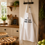 White 'I Ate All The Pies' novelty apron, a fun gift for a home cook