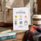 Personalised back to university card with colourful good-luck icons