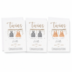 Personalised twins new baby card, alternate watercolour design