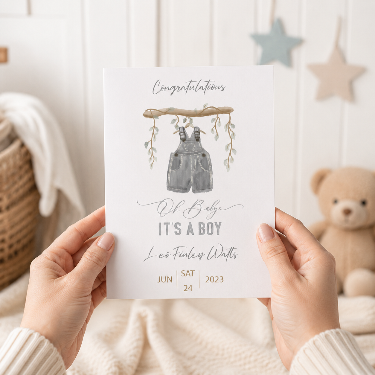 New Baby Boy Personalised Card