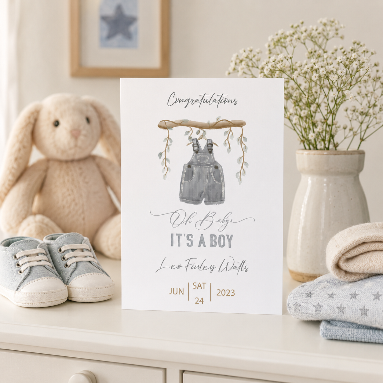 New Baby Boy Personalised Card