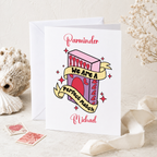 Personalised perfect match Valentine's card with retro matchbox design, shown on a table