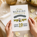 Personalised Golden Wedding Anniversary card with custom couple names and details