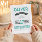 Personalised special date birthday card in vintage style with custom milestone details