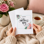 Floral Happy Mother's Day card with hand-lettered typography