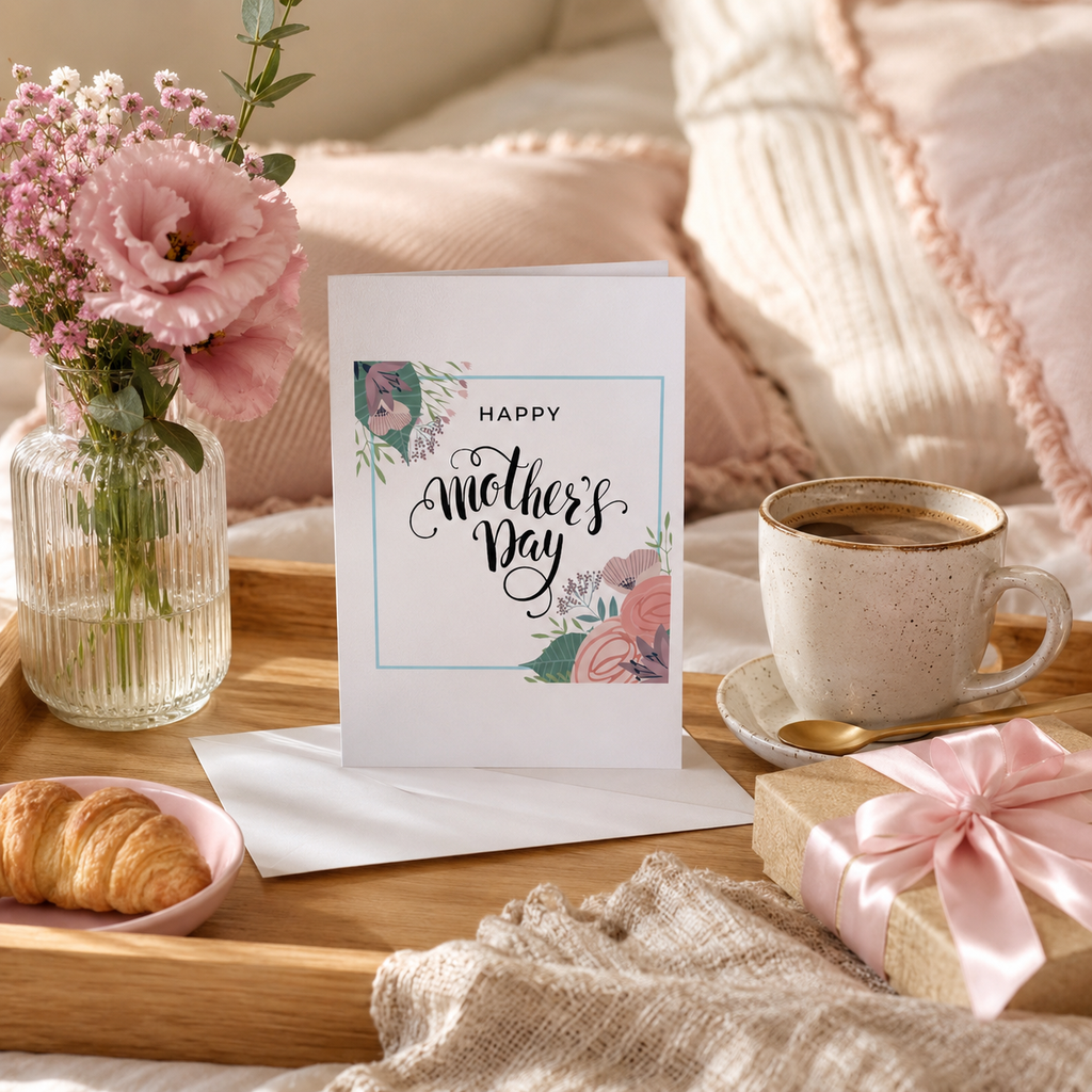 Happy Mother's Day flowers card with a pretty floral frame