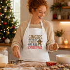 Festive 'Gingers Are For Life' apron with a gingerbread man print