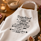 Christmas apron featuring a printed gingerbread cookies recipe
