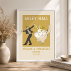 Vintage style wedding keepsake print with a couple and personalised details