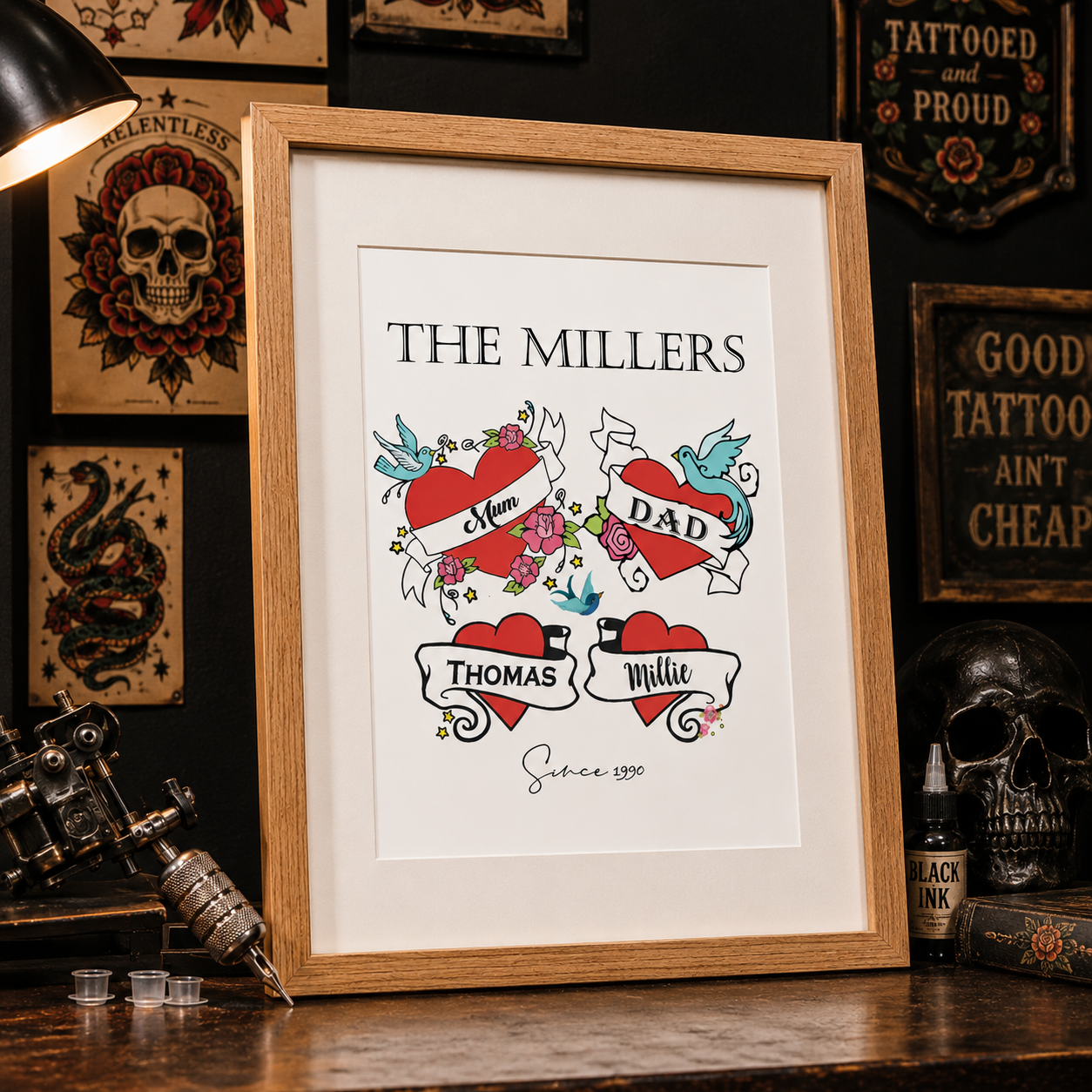 Personalised Family Tattoo Style Print