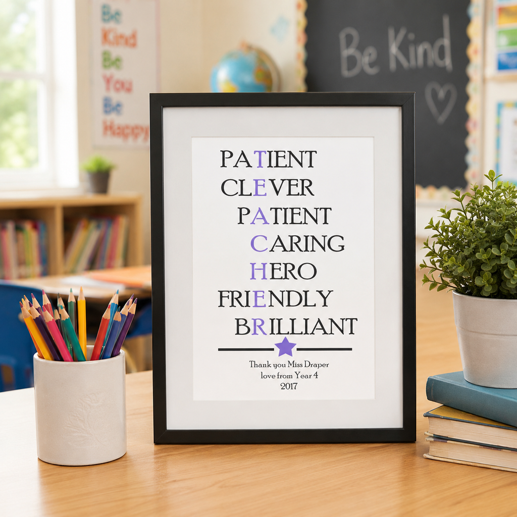 Personalised Thank You Teacher Typography Print