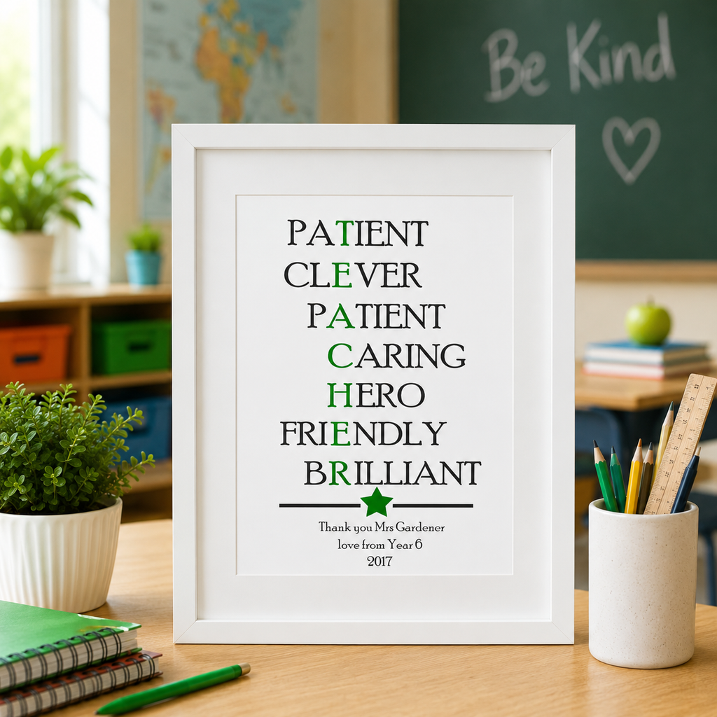 Personalised Thank You Teacher Typography Print