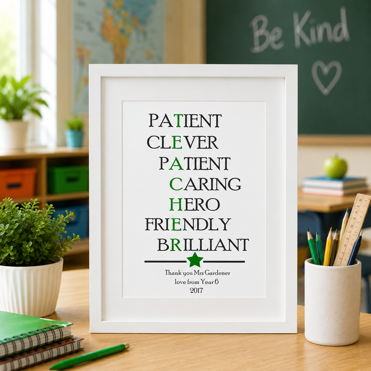 Personalised Thank You Teacher Typography Print
