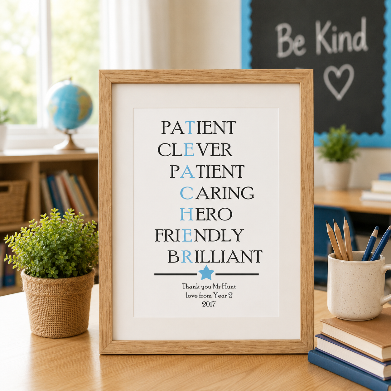 Personalised Thank You Teacher Typography Print