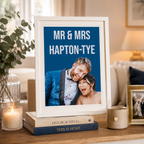 Personalised paper anniversary print with a stylised couple illustration from a favourite photo