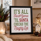 Personalised Christmas naughty list typography print for the family