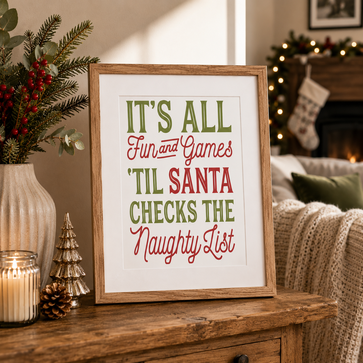 Personalised Naughty List Family Christmas Print