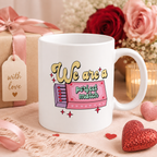 Perfect match Valentine's mug with retro matchbox print in a romantic setting