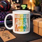 White gamer mug with controller design for Father's Day
