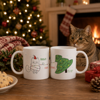 Christmas cat lover mug with a festive cat and tree design