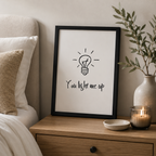 Minimalist 'You light me up' wall art print in a simple frame
