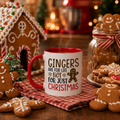 Red and white mug with 'Gingers Are For Life Not Just For Christmas' and gingerbread design