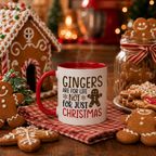 Red and white mug with 'Gingers Are For Life Not Just For Christmas' and gingerbread design