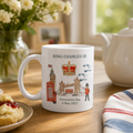 White mug with watercolour London scene and crown for the Coronation