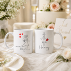 Mr & Mrs Pencil Design Wedding Mug Set