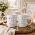 Mr & Mrs Pencil Design Wedding Mug Set